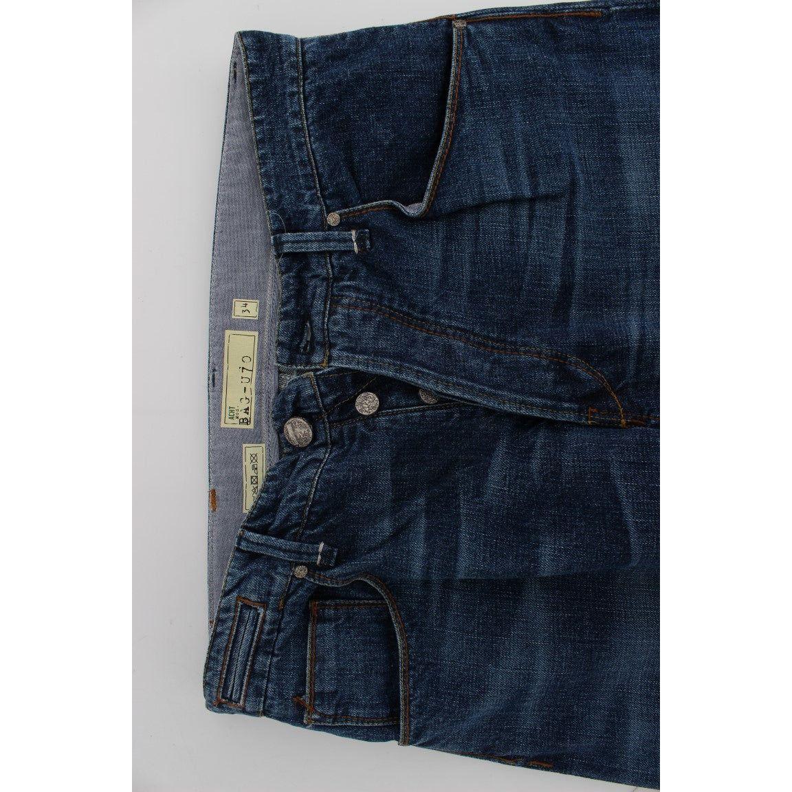 Acht Blue Wash Cotton Baggy Loose Fit Jeans SIG30448-1