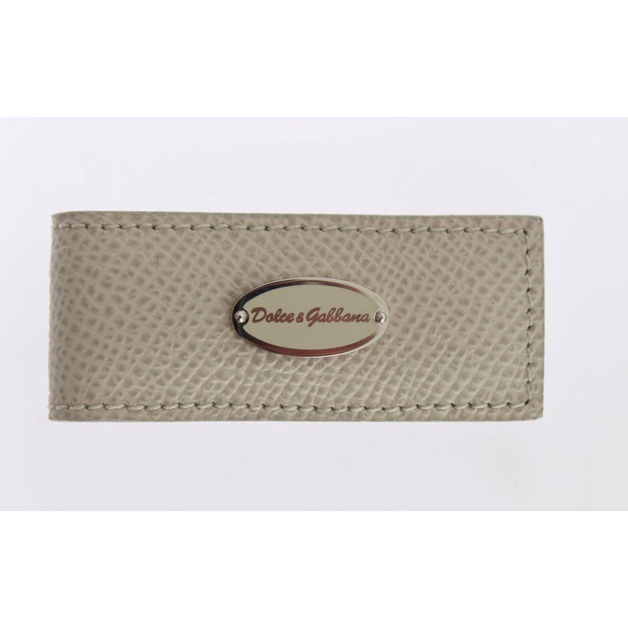 Dolce & Gabbana Elegant Beige Leather Money Clip Money Clip Dolce & Gabbana Lavender