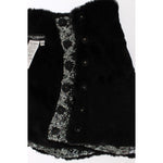 Dolce & Gabbana Silver Sequined Floral Weasel Fur Shoulder Scarf Wrap MS780-3