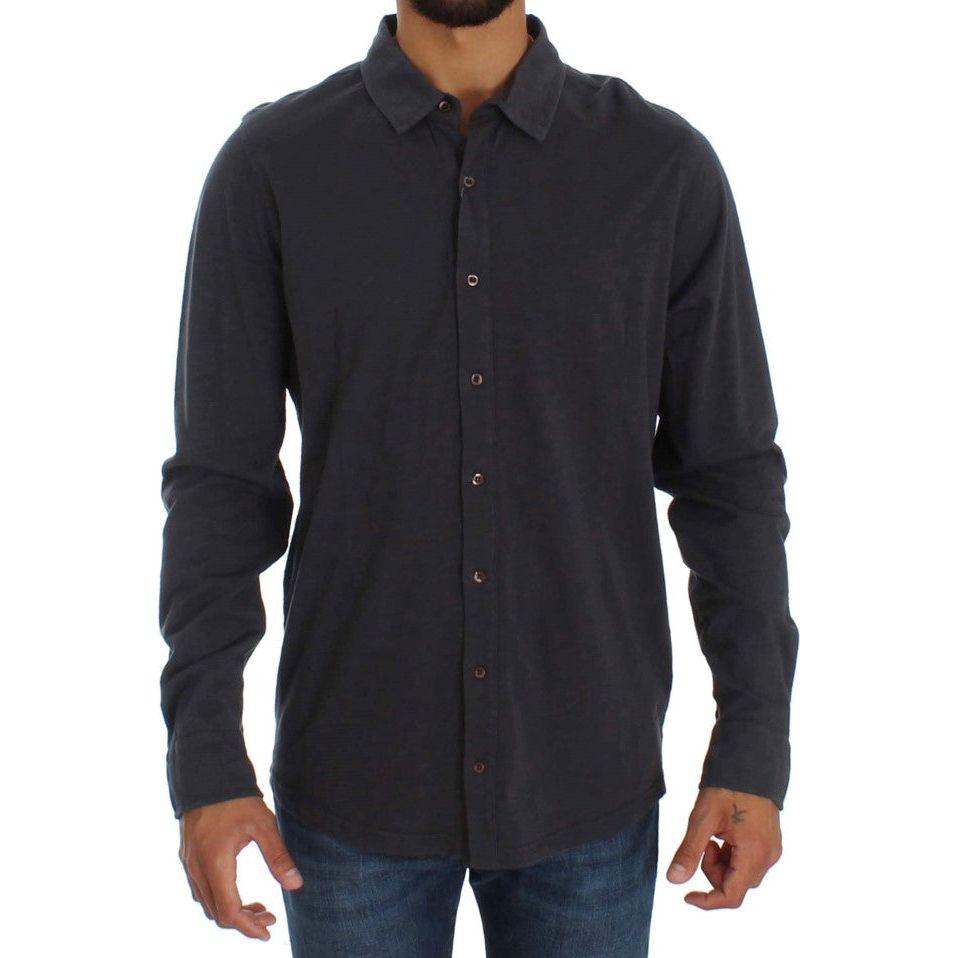 Alpha Massimo Rebecchi Sleek Gray Casual Cotton Shirt Alpha Massimo Rebecchi Dark Slate Gray