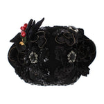Dolce & Gabbana Black Crystal Gold Cherries Brooch Hat MS883