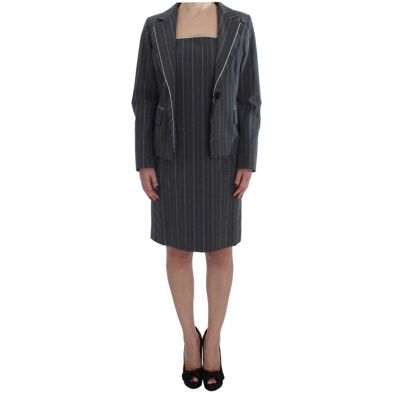 BENCIVENGA Gray Stretch Suit Sheath Dress & Blazer Set