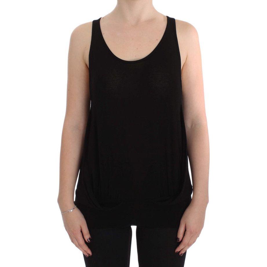 PLEIN SUD Black Stretch Sleeveless Blouse SIG30983-2
