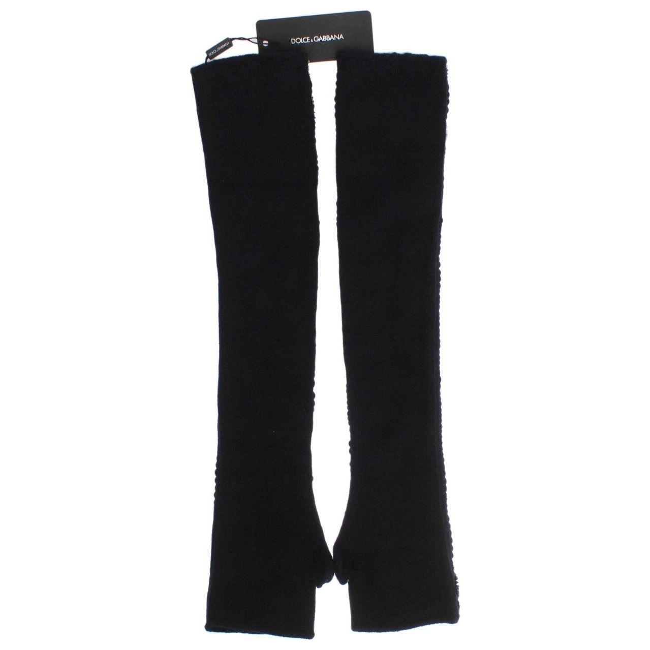 Dolce & Gabbana Sequin-Embellished Cashmere Fingerless Gloves Dolce & Gabbana Black