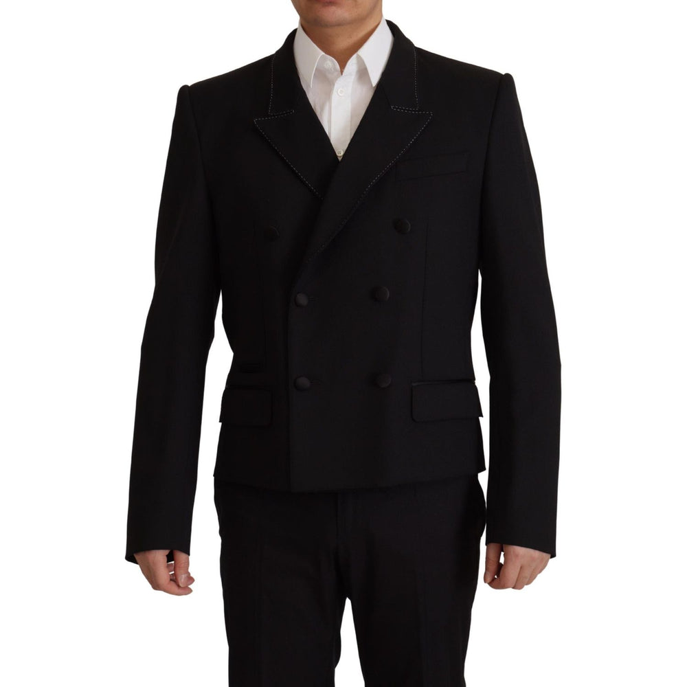 Dolce & Gabbana Black Double Breasted Coat Blazer Jacket JKT3375- 48