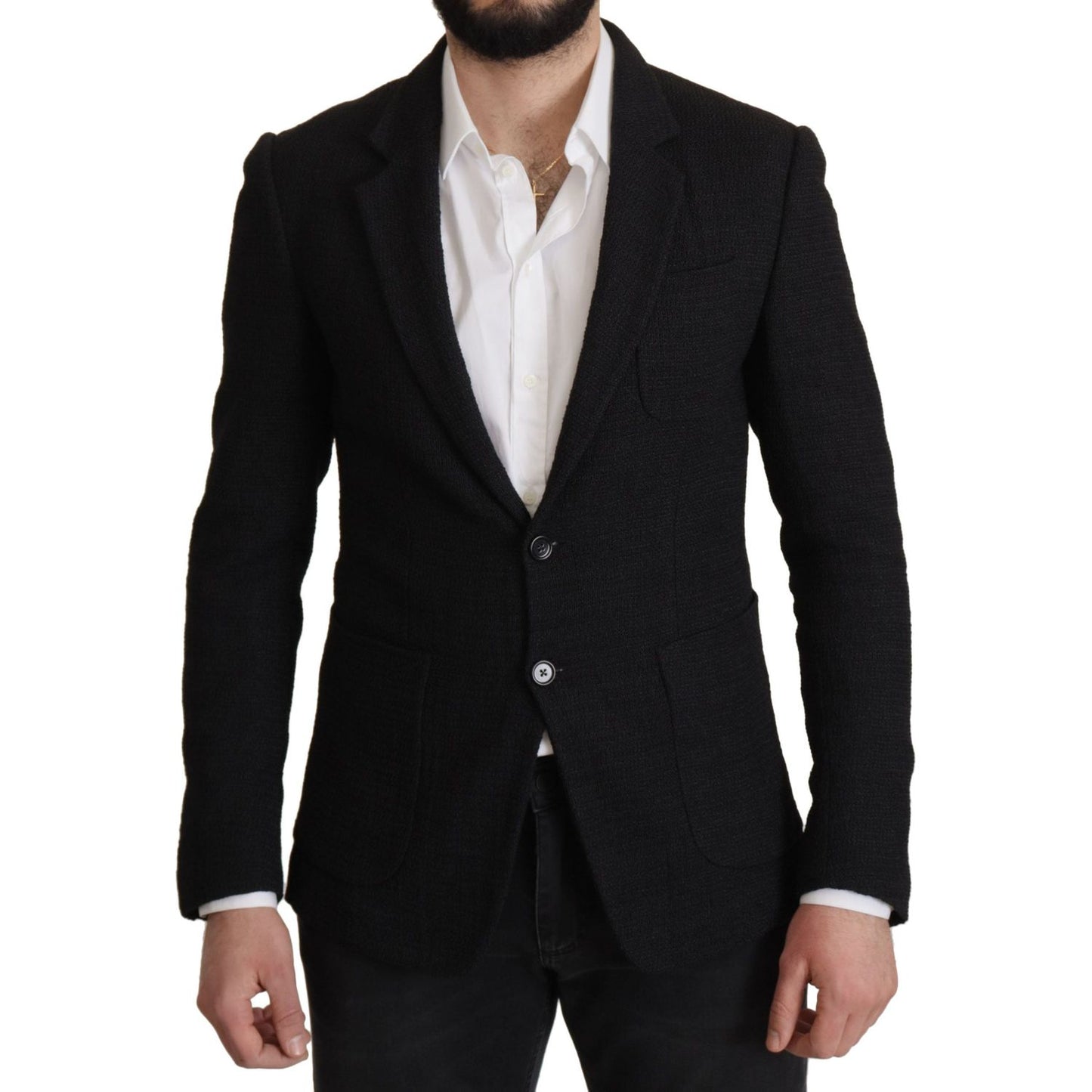 Dolce & Gabbana Black Single Breasted Coat Men Blazer JKT3378- 50