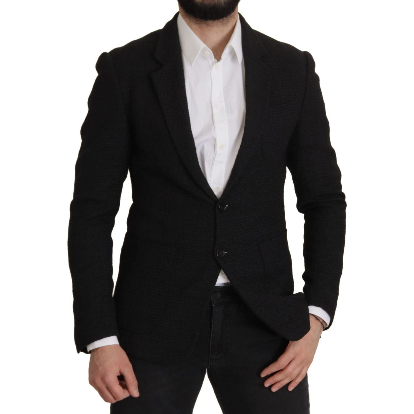 Dolce & Gabbana Black Single Breasted Coat Men Blazer JKT3378- 50