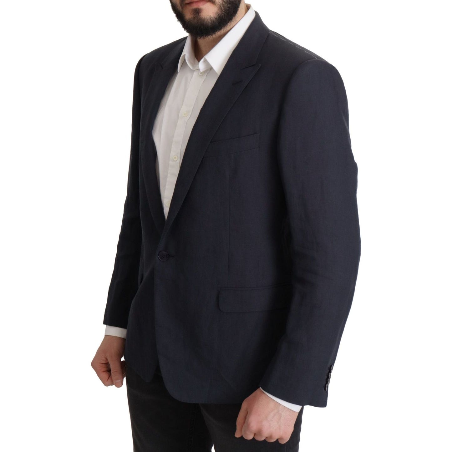 Dolce & Gabbana Elegant Linen Single Breasted Blazer Dolce & Gabbana Dark Slate Gray