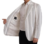 Dolce & Gabbana White Stripes Cotton Single Breasted Blazer JKT3387-44