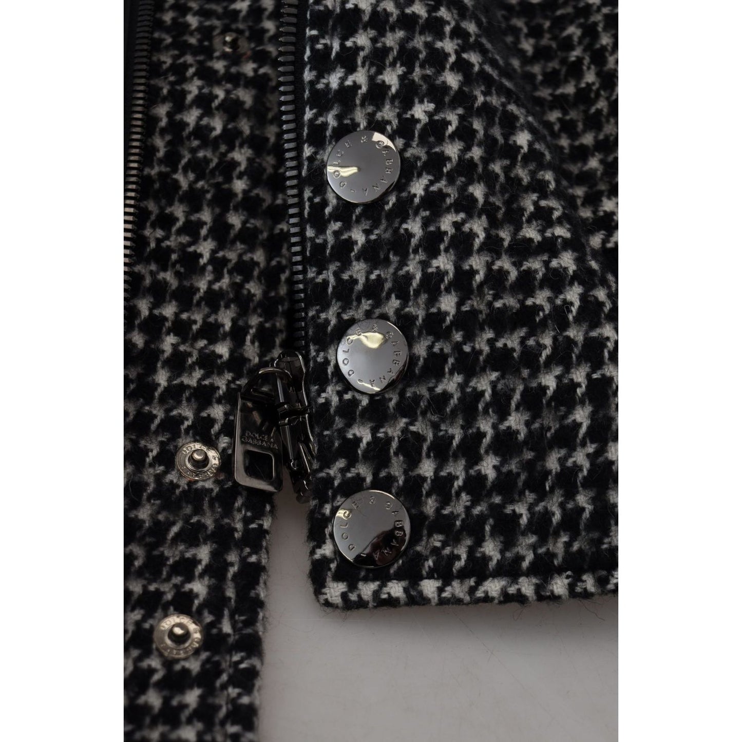 Dolce & Gabbana Black Houndstooth Polyester Bomber Jacket JKT3333- 52