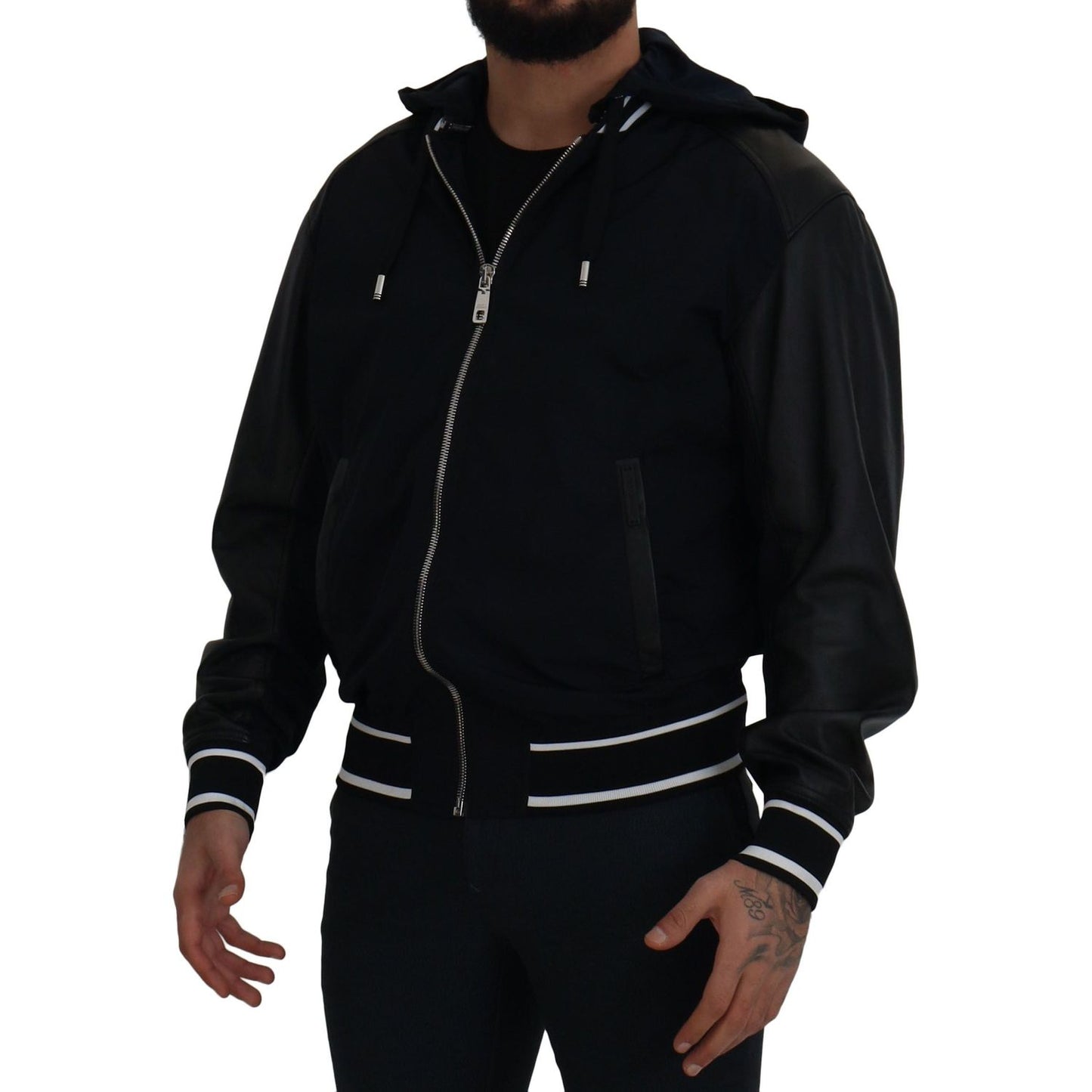 Dolce & Gabbana Black Polyester Hooded Blouson Coat Jacket JKT3339- 50