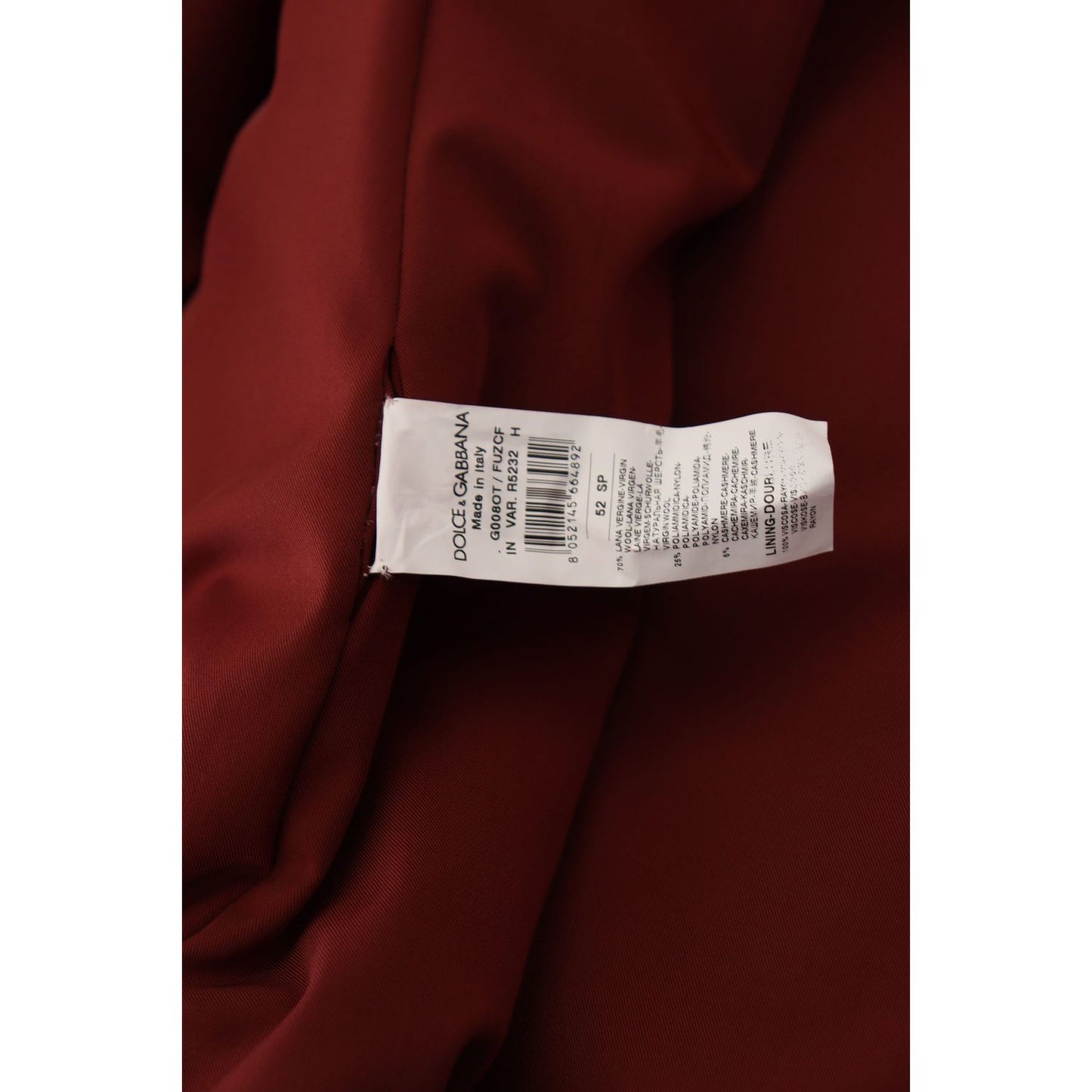 Dolce & Gabbana Red Wool Double Breasted Coat Jacket JKT3348- 52