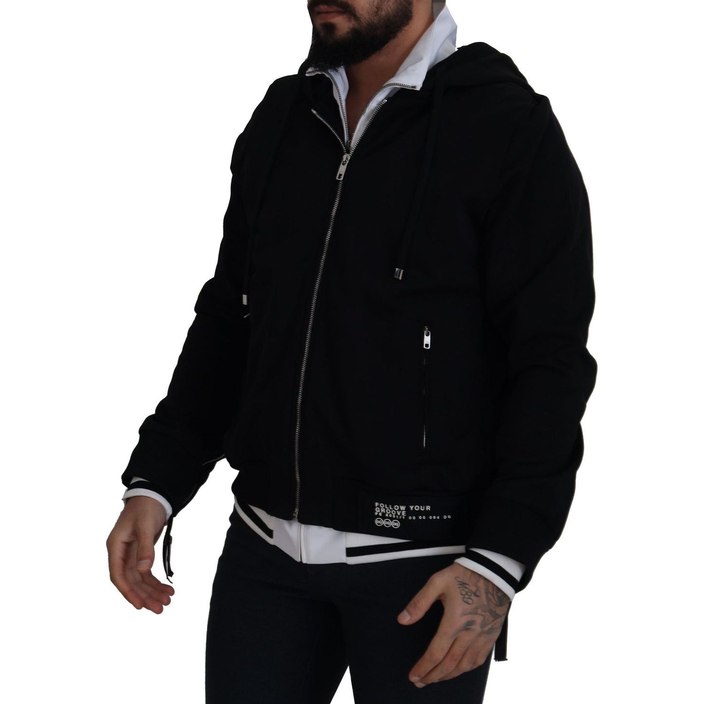 Dolce & Gabbana Elegant Black Bomber Jacket with Hood Dolce & Gabbana Black