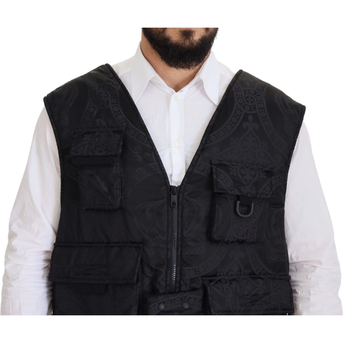 Dolce & Gabbana Elegant Sleeveless Vest Jacket in Black Dolce & Gabbana Black