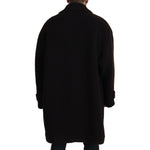 Dolce & Gabbana Black Alpaca Button Down Trench Coat Jacket JKT3372 - 54