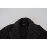Dolce & Gabbana Black Wool Knit Double Breasted Coat Jacket JKT3413-46