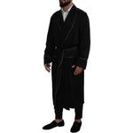Dolce & Gabbana Black 100% Silk Robe Coat Wrap Jacket JKT3421 -50