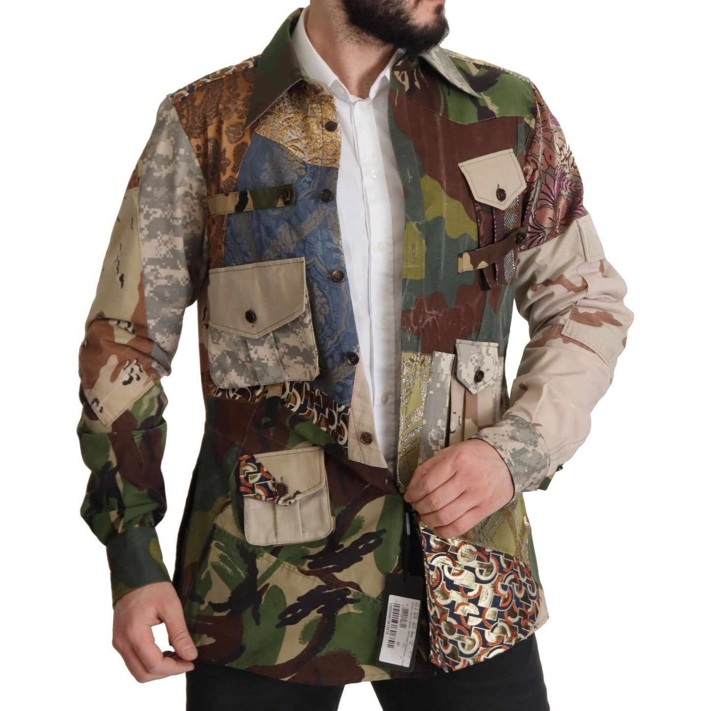 Dolce & Gabbana Multicolor Button Down Patchwork Shirt JKT3423- 42