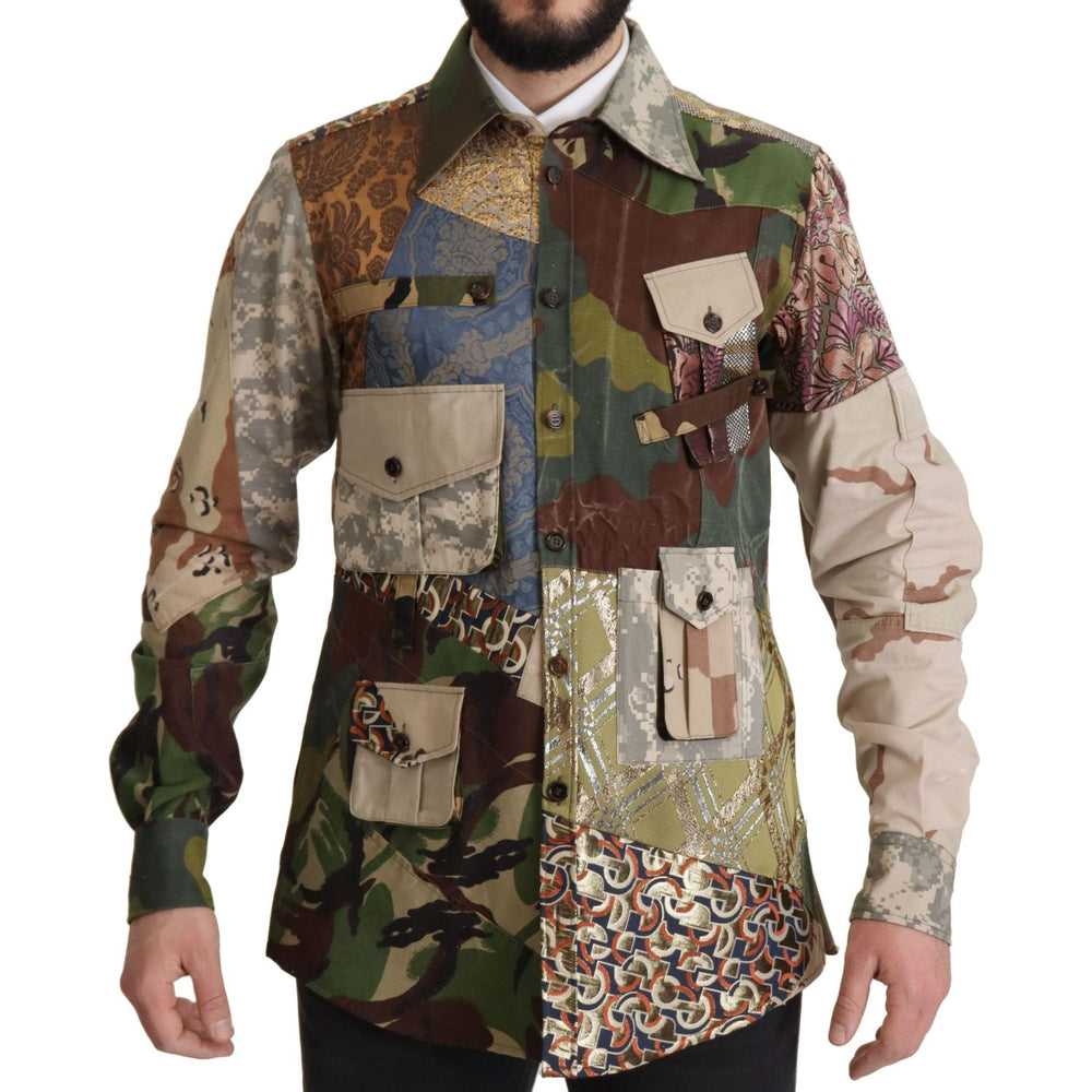 Dolce & Gabbana Multicolor Button Down Patchwork Shirt JKT3423- 42
