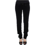 Ermanno Scervino Black Viscose Blend Velvet Slim Fit Pants SIG30302-2