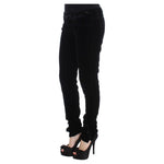 Ermanno Scervino Black Viscose Blend Velvet Slim Fit Pants SIG30302-2