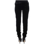 Ermanno Scervino Black Viscose Blend Velvet Slim Fit Pants SIG30302-2