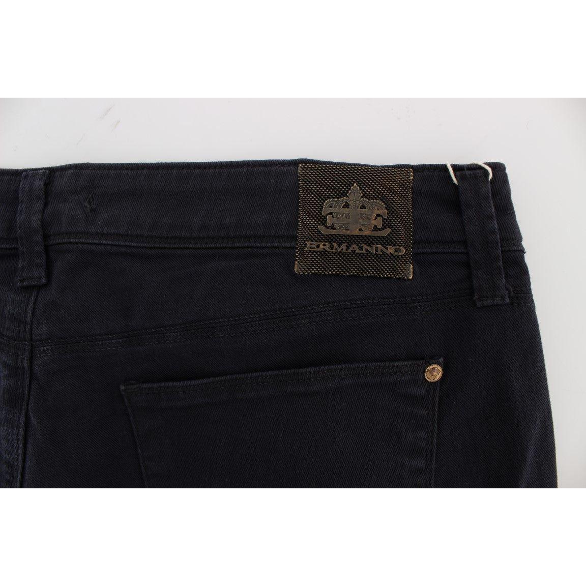 Ermanno Scervino Blue Cotton Blend Casual Fit Pants Jeans & Pants