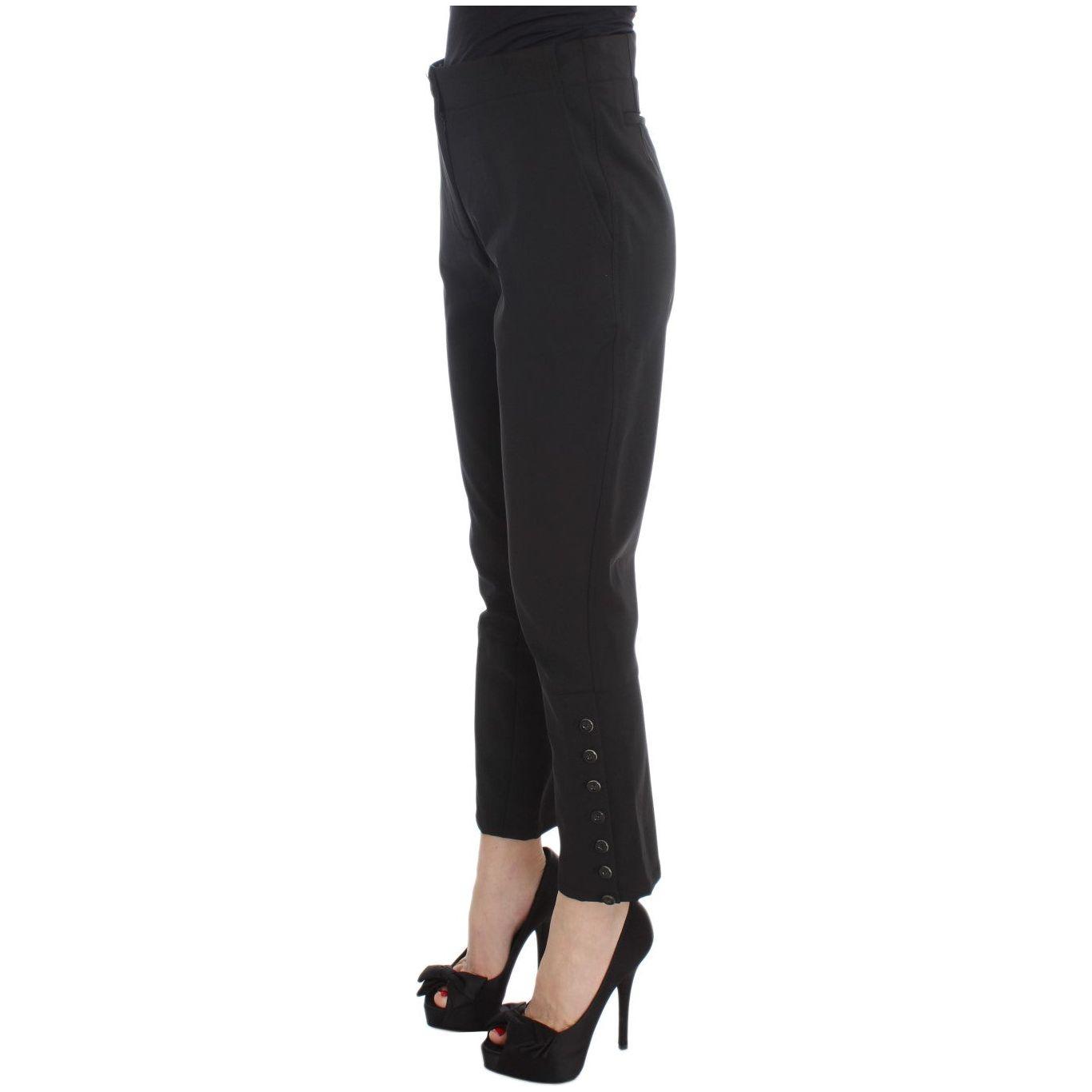 Ermanno Scervino Black Cotton Blend Capri Cropped Pants Jeans & Pants