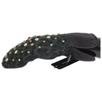 Dolce & Gabbana Gray Wool Shearling Studded Green Leopard Gloves LB129-1