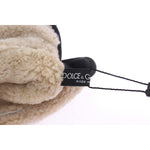 Dolce & Gabbana Gray Wool Shearling Studded Green Leopard Gloves LB129-1