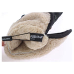 Dolce & Gabbana Gray Wool Shearling Studded Green Leopard Gloves LB129-1