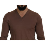 Dolce & Gabbana Brown Wool Men V-neck Pullover Sweater TSH7517- 39