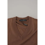 Dolce & Gabbana Brown Wool Men V-neck Pullover Sweater TSH7517- 39