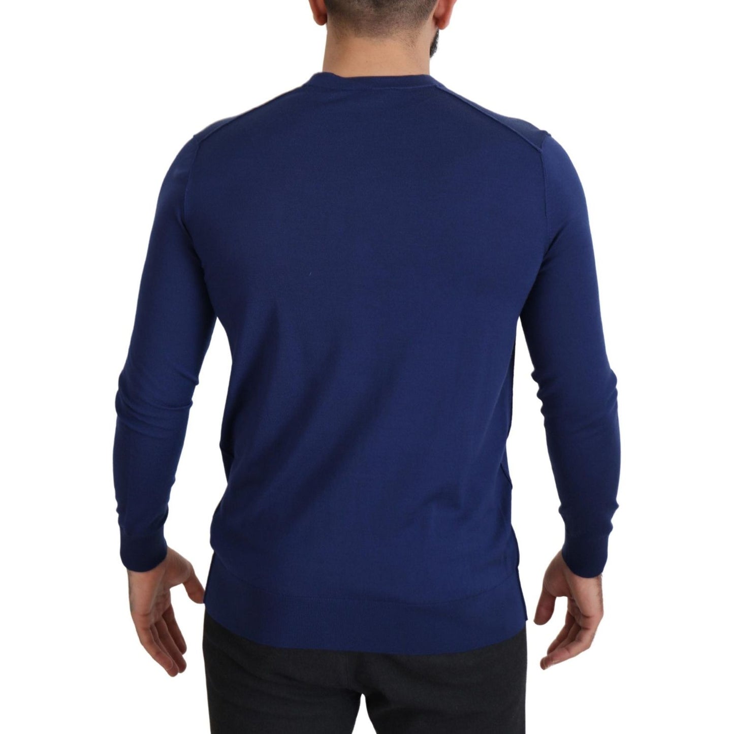 Dolce & Gabbana Elegant Virgin Wool Blue Cardigan Sweater Dolce & Gabbana Dark Slate Gray