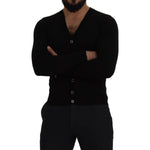 Dolce & Gabbana Black Wool Button Down Cardigan Sweater TSH8148- 44