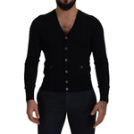 Dolce & Gabbana Black Wool Button Down Cardigan Sweater TSH8148- 44