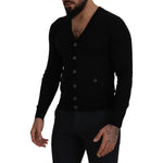 Dolce & Gabbana Black Wool Button Down Cardigan Sweater TSH8148- 44