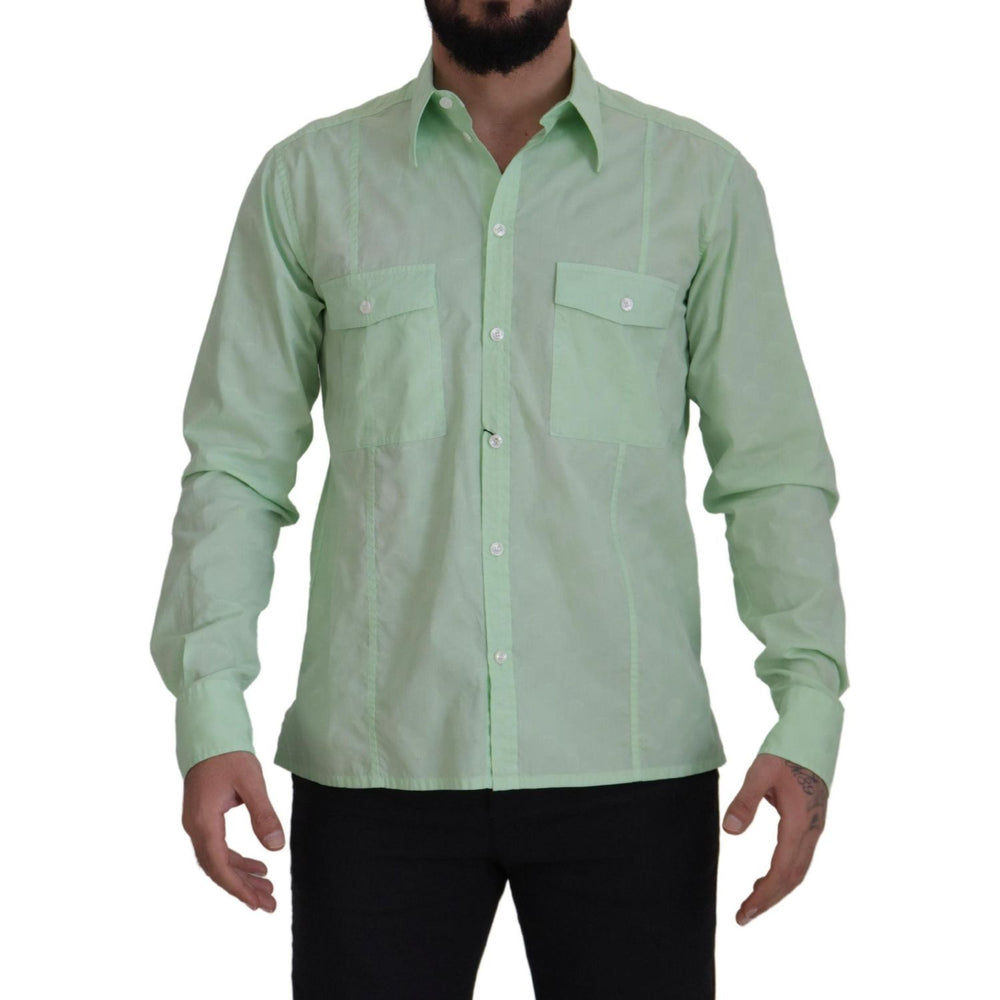 Dolce & Gabbana Mint Green Long Sleeves Button Down Shirt TSH7921- 42