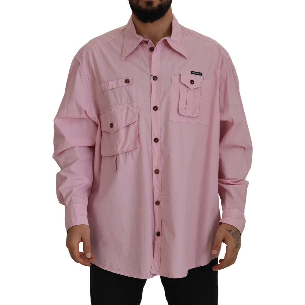 Dolce & Gabbana Pink Casual Button Down Long Sleeves Shirt TSH7922- 45