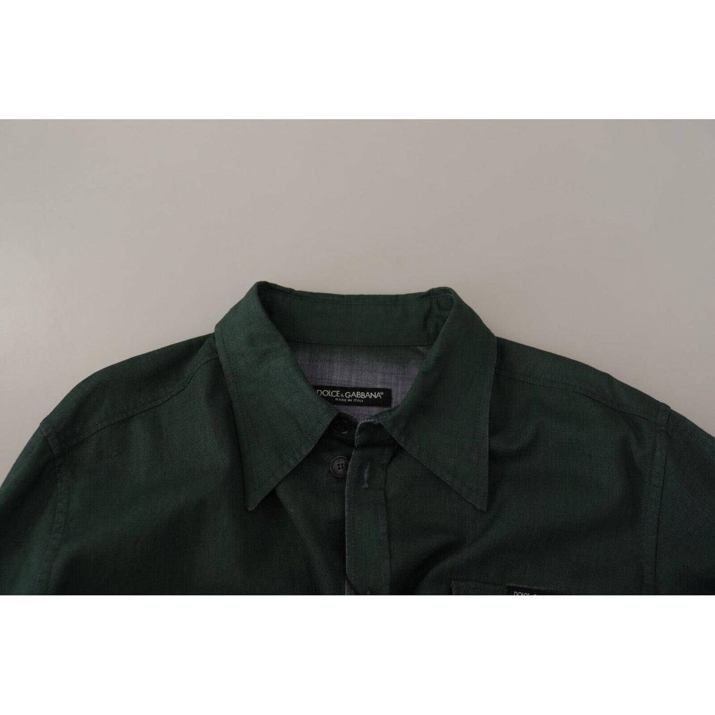 Dolce & Gabbana Dark Green Button Down Long Sleeves Shirt TSH7983- 41