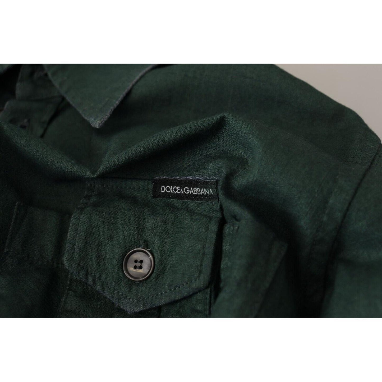 Dolce & Gabbana Dark Green Button Down Long Sleeves Shirt TSH7983- 41