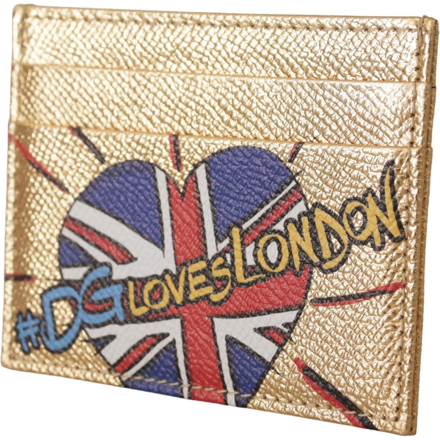 Dolce & Gabbana Gold Leather #DGLovesLondon Women Cardholder Case Wallet VAS130601