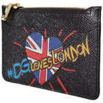 Dolce & Gabbana Black Leather #DGLovesLondon Women Cardholder Coin Case Wallet VAS130608