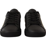 Dolce & Gabbana Black Gold Leather Low Top Sneakers Womens Shoes LA9899- 36