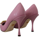Dolce & Gabbana Pink Leather Heart DEVOTION Heels Pumps Shoes LA10083- 35.5