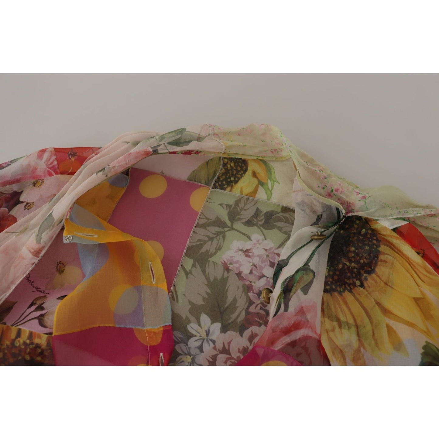 Dolce & Gabbana Multicolor Ascot Collar Patchwork Blouse Top TSH7806- 42