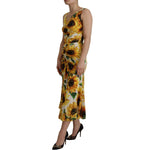 Dolce & Gabbana White Sunflower Print Sheath Midi Silk DR28741 - 36