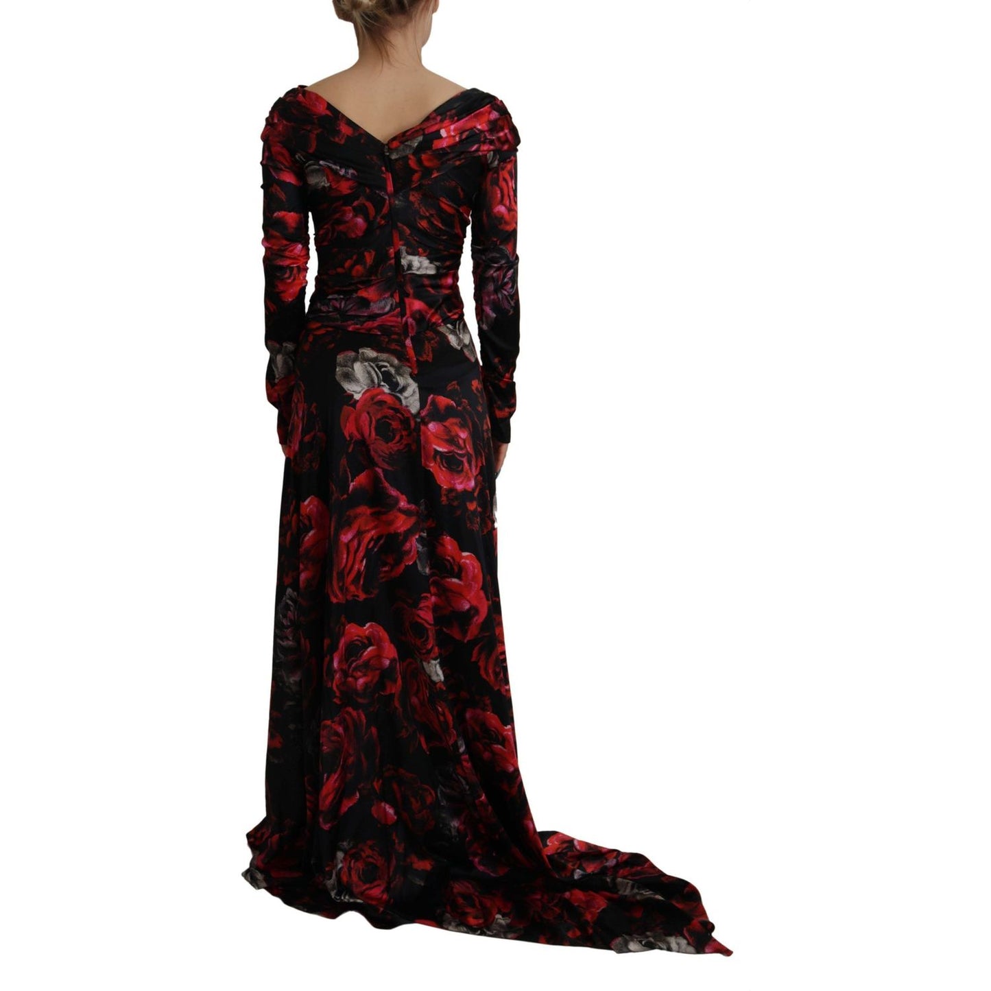 Dolce & Gabbana Black Floral Roses A-Line Sheath Gown Dress DR28764 -36