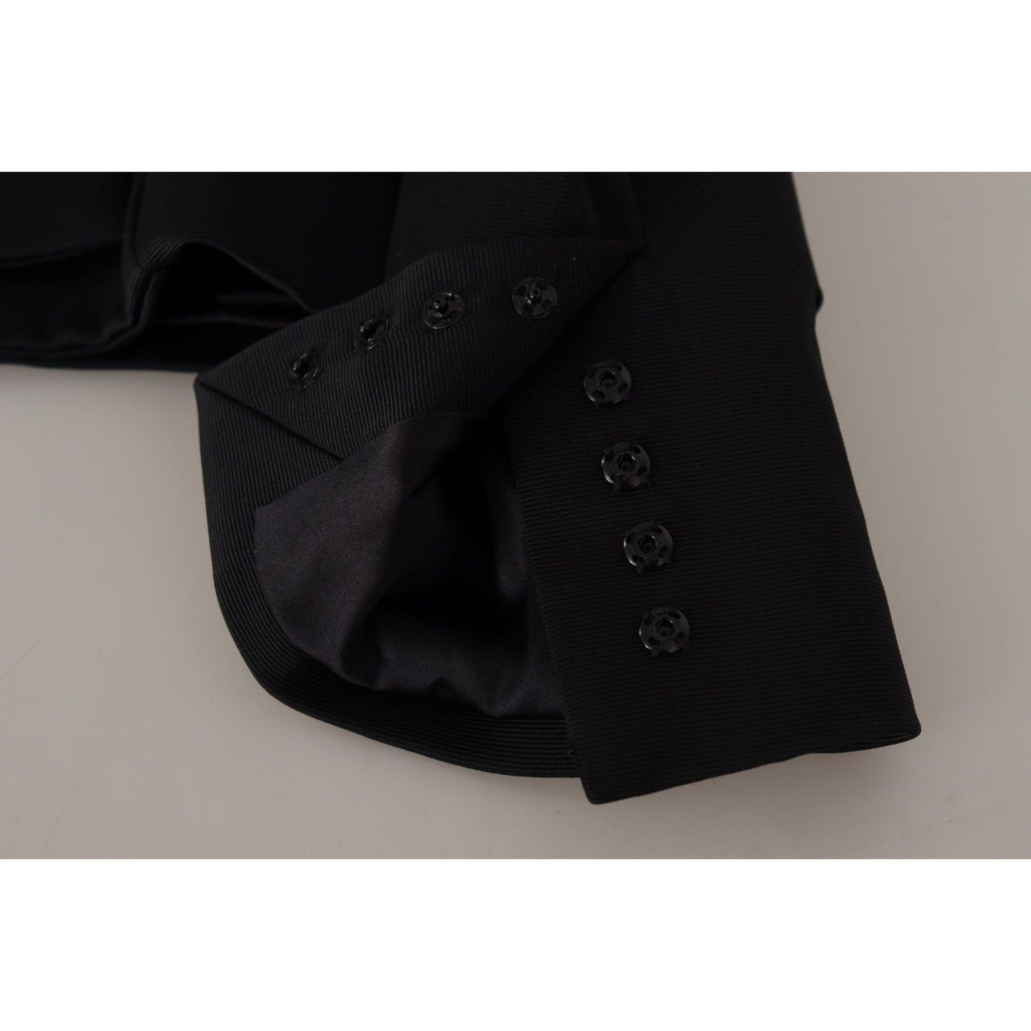 Dolce & Gabbana Sleek Black Snap Jacket with Silk Lining Dolce & Gabbana Dark Gray