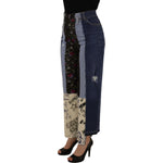 Dolce & Gabbana Multicolor Patchwork DG Fashion Wide Leg Denim Pant PAN73058 - 36